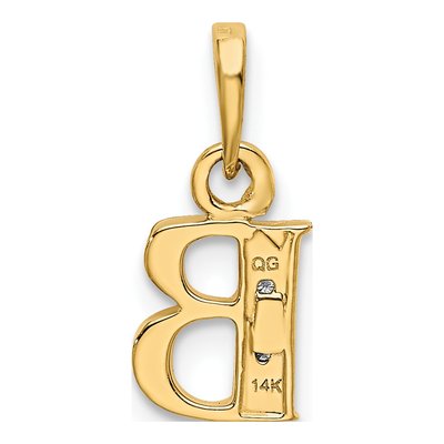 14K Yellow Gold Diamond Letter B Pendant – view 4