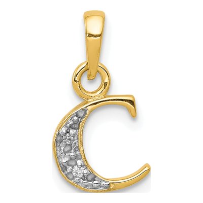 14K Yellow Gold Diamond Letter C Pendant