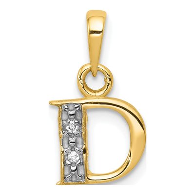 14K Yellow Gold Diamond Letter D Pendant