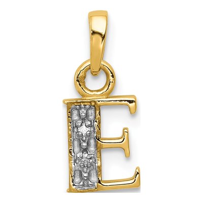 14K Yellow Gold Diamond Letter E Pendant