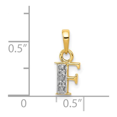 14K Gold Diamond Letter F Initial Pendant – view 4