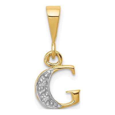 14K Yellow Gold Diamond Letter G Pendant