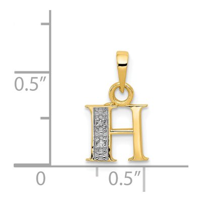 14K Yellow Gold Diamond Letter H Pendant – view 4