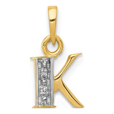 14K Yellow Gold Diamond Letter K Pendant