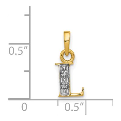 14K Yellow Gold Diamond Letter L Pendant – view 4