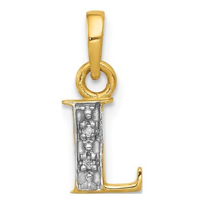 14K Yellow Gold Diamond Letter L Pendant