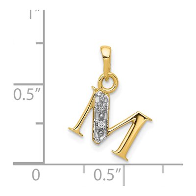 14K Yellow Gold Diamond Letter M Pendant – view 4