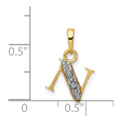14K Yellow Gold Diamond Letter N Pendant – view 4