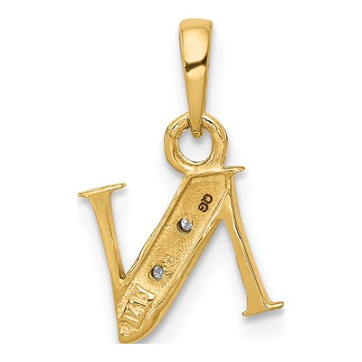 14K Yellow Gold Diamond Letter N Pendant – view 5