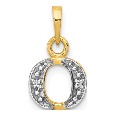 14K Yellow Gold Diamond Letter O Pendant