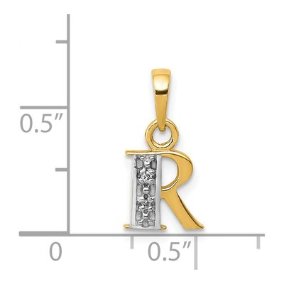 14K Yellow Gold Diamond Letter R Pendant – view 4