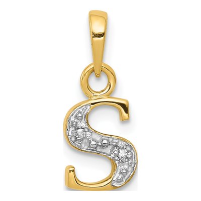 14K Yellow Gold Diamond Letter S Pendant