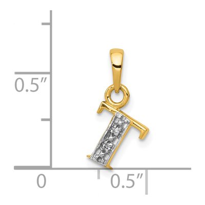 14K Yellow Gold Diamond Letter T Pendant – view 4