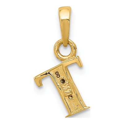 14K Yellow Gold Diamond Letter T Pendant – view 5