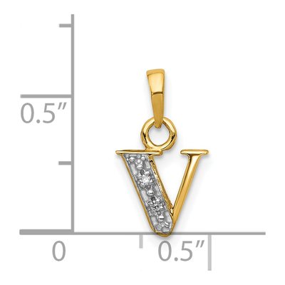 14K Yellow Gold Diamond Letter V Pendant – view 4