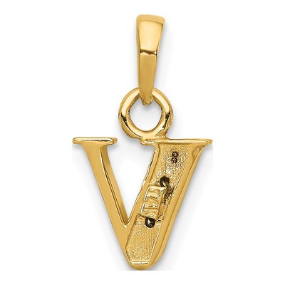 14K Yellow Gold Diamond Letter V Pendant – view 5