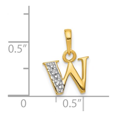 14K Yellow Gold Diamond Letter W Pendant – view 4