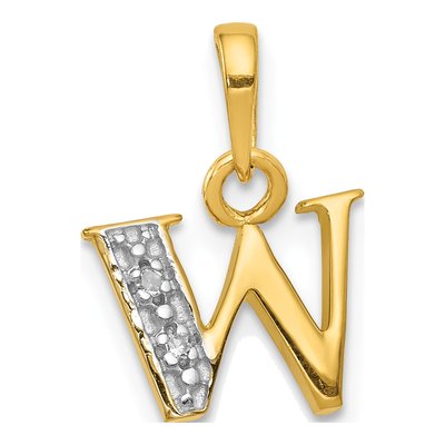 14K Yellow Gold Diamond Letter W Pendant