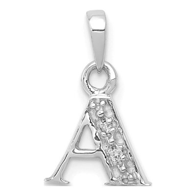 14K White Gold Diamond Letter A Pendant