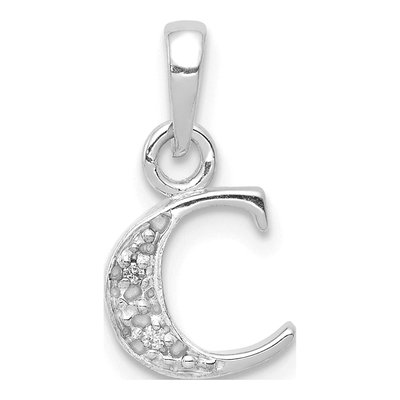 14K White Gold Diamond Letter C Pendant
