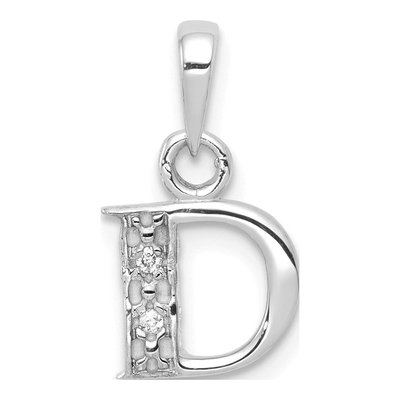 14K White Gold Diamond Letter D Pendant
