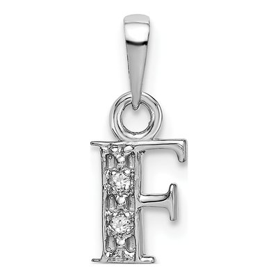 14K White Gold Diamond Letter F Pendant