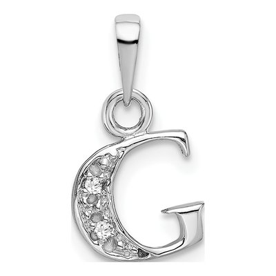 14K White Gold Diamond Letter G Pendant