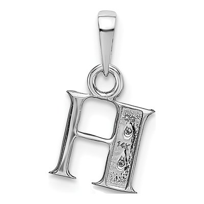 14K White Gold Diamond Letter H Pendant – view 5
