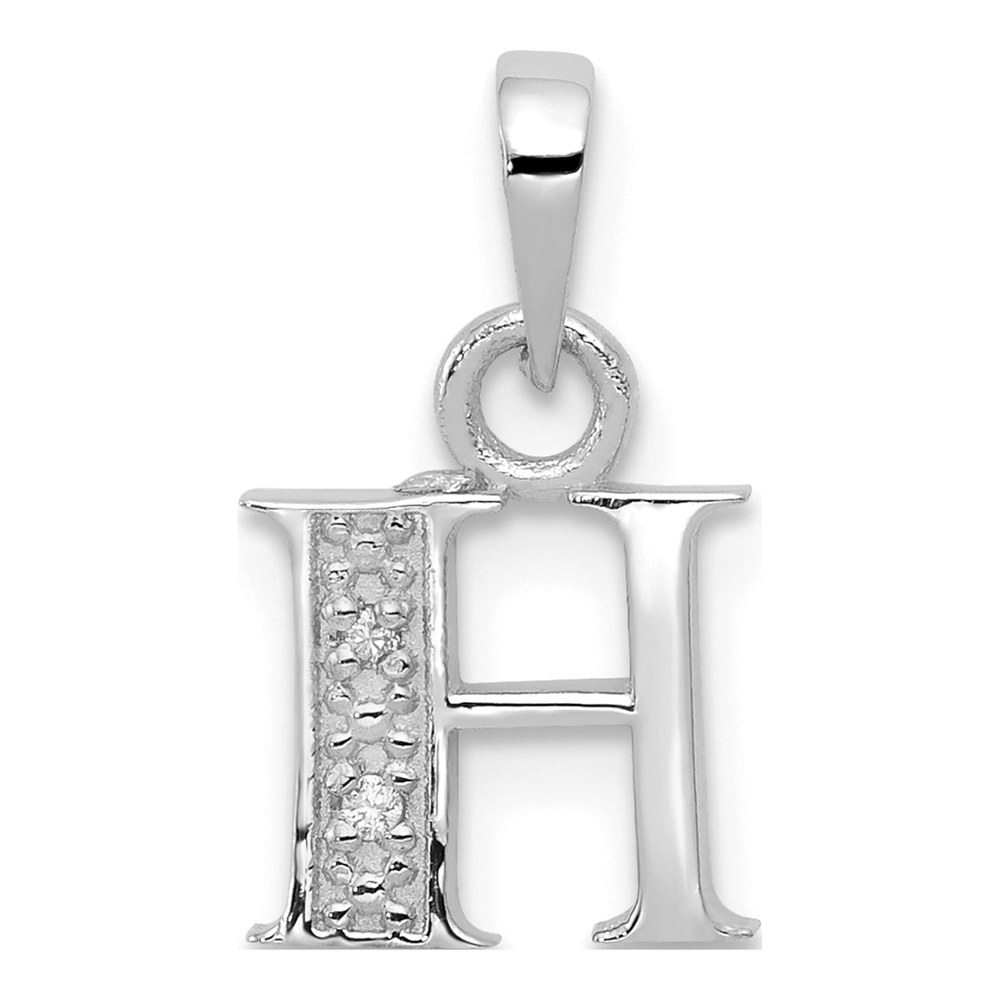 14K White Gold Diamond Letter H Pendant