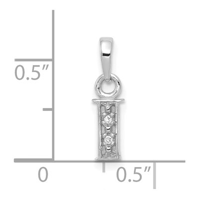 14K White Gold Diamond Letter I Initial Pendant – view 4