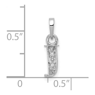 14K White Gold Diamond Letter J Pendant – view 4