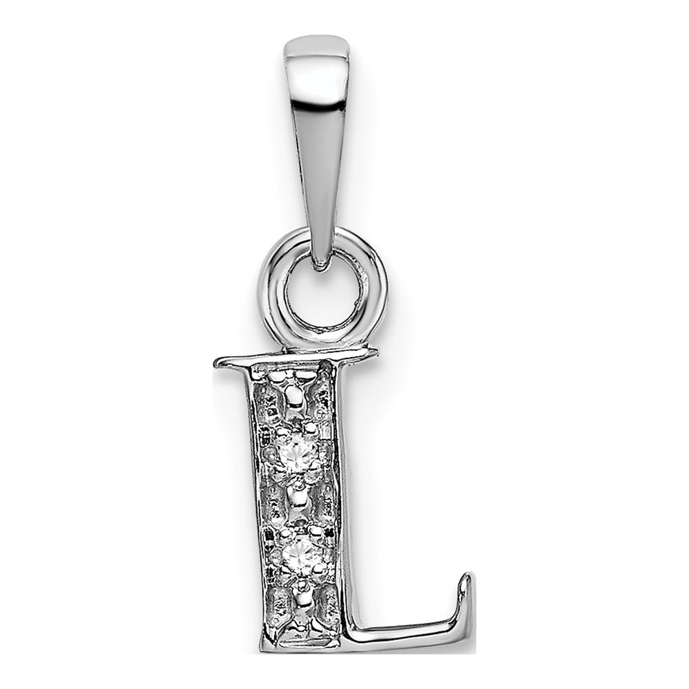 14K White Gold Diamond Letter L Pendant