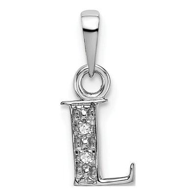 14K White Gold Diamond Letter L Pendant