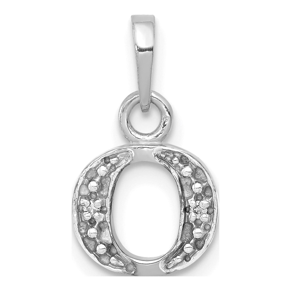 14K White Gold Diamond Letter O Pendant