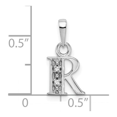 14K White Gold Diamond Letter R Pendant – view 4
