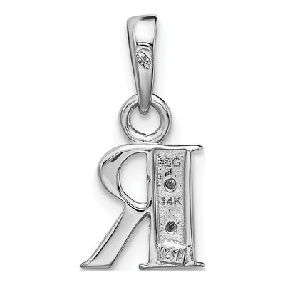 14K White Gold Diamond Letter R Pendant – view 5