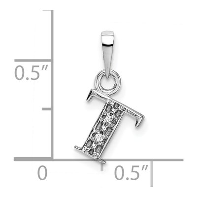 14K White Gold Diamond Letter T Pendant – view 4