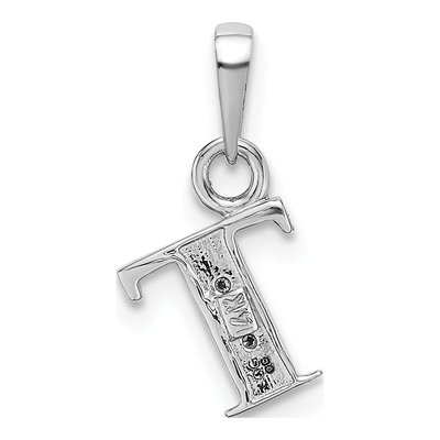 14K White Gold Diamond Letter T Pendant – view 5