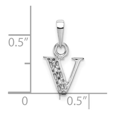 14K White Gold Diamond Letter V Pendant – view 4