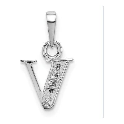 14K White Gold Diamond Letter V Pendant – view 5