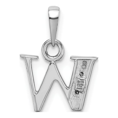 14K White Gold Diamond Letter W Pendant – view 5