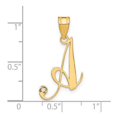14K Yellow Gold Diamond Letter A Pendant – view 5