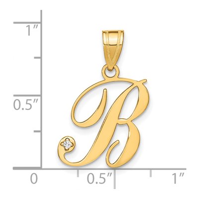 14K Yellow Gold Diamond Script Letter B Pendant – view 5