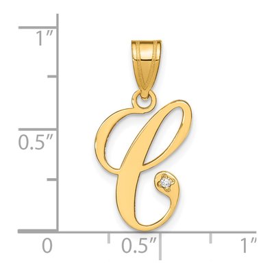 14K Yellow Gold Diamond Letter C Pendant – view 5