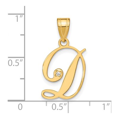 14K Yellow Gold Diamond Script Letter D Pendant – view 4