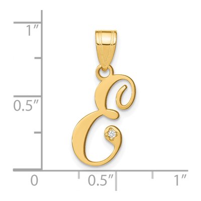 14K Yellow Gold Diamond Script Letter E Pendant – view 5