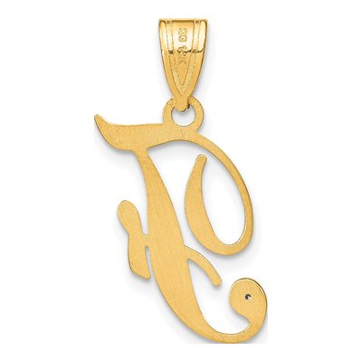 14K Yellow Gold Diamond Script Letter F Pendant – view 4