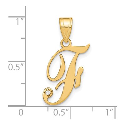 14K Yellow Gold Diamond Script Letter F Pendant – view 5