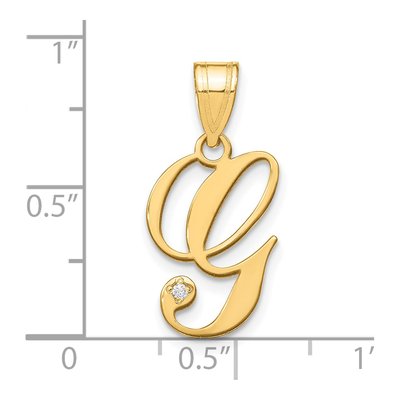 14K Yellow Gold Diamond Script Letter G Pendant – view 5