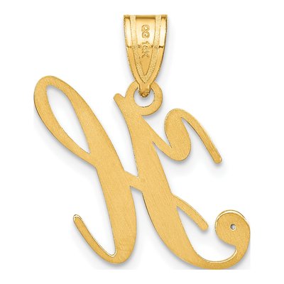 14K Yellow Gold Diamond Script Letter H Pendant – view 3